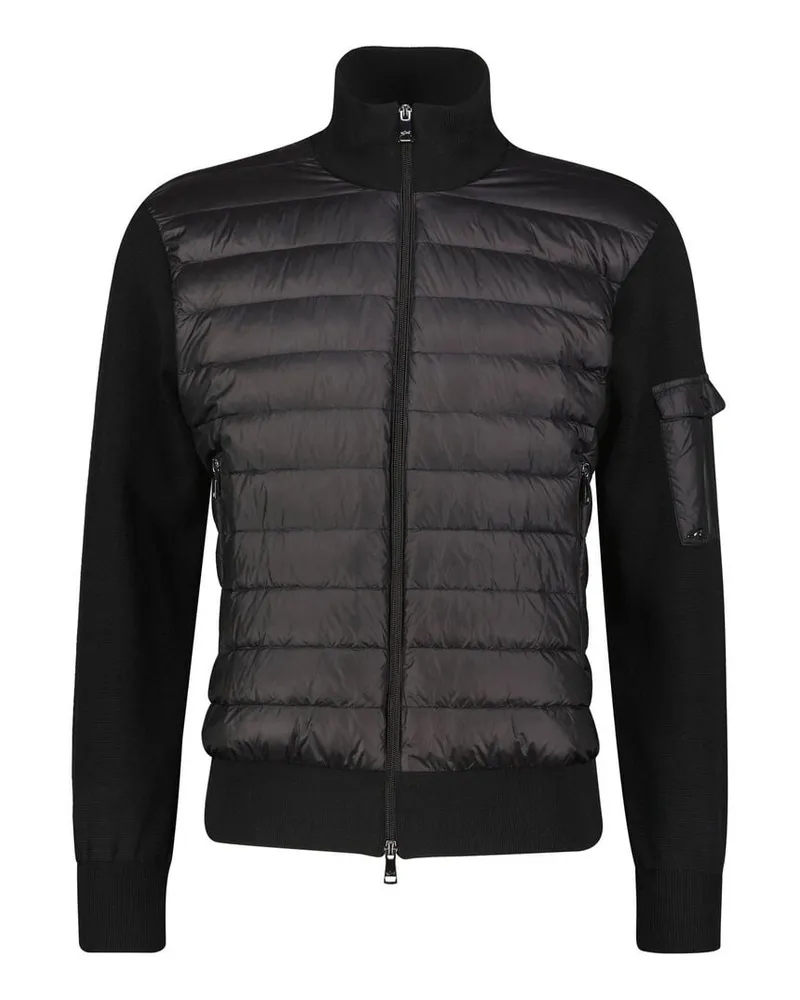 Paul & Shark Herren Strickjacke mit Steppfront und Daunenwattierung Schwarz