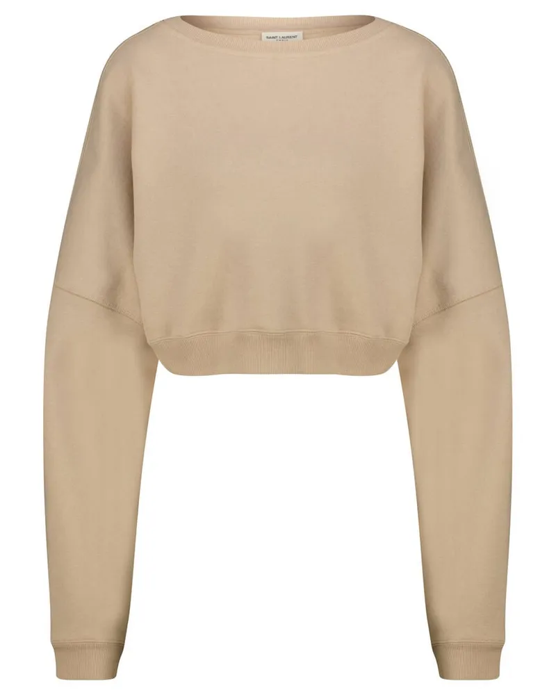 Saint Laurent Damen Sweatshirt CROPPED Sand