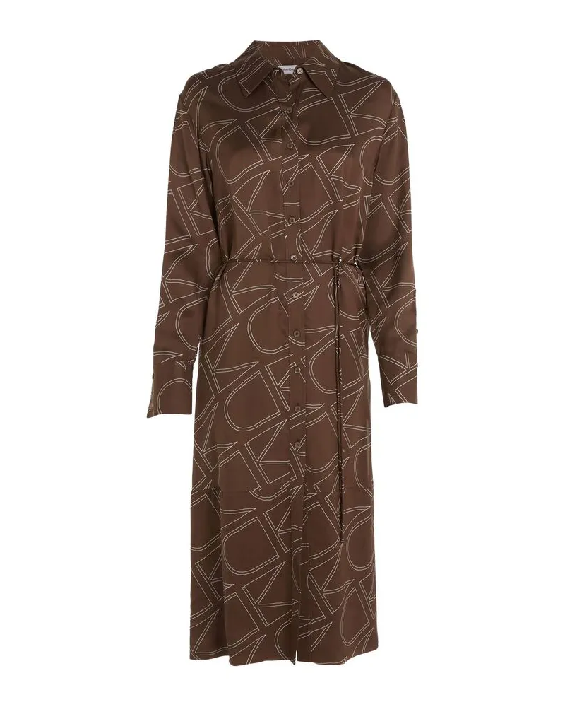 Calvin Klein Damen Hemdblusenkleid aus Viskose Braun