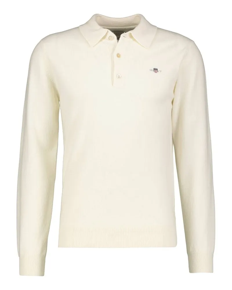 Gant Herren Strickpullover aus Wolle Offwhite