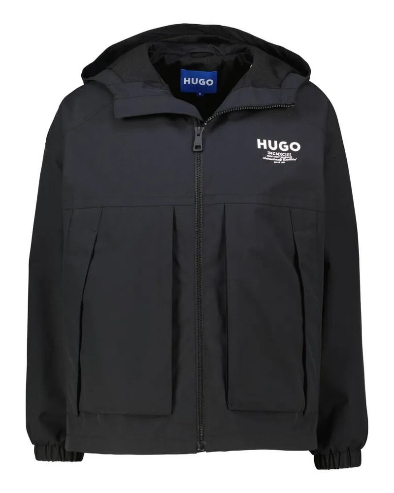 HUGO BOSS Herren Kapuzenjacke wasserabweisend Schwarz