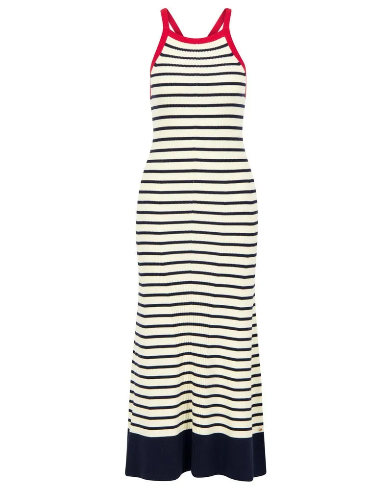 Tommy Hilfiger Damen Strickkleid mit Seide TH X SOFIA RICHIE GRAINGE KNIT DRESS Blau