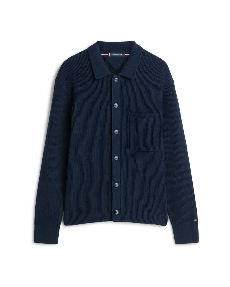 Tommy Hilfiger Herren Strickjacke FISHERMAN RIB COACH Marine