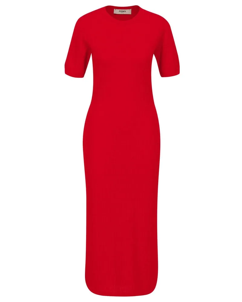 Fendi Damen Strickkleid FF LACE KNIT DRESS Rot