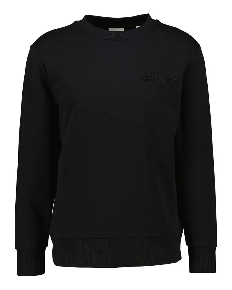 Gant Herren Sweatshirt TONAL SHIELD Regular Fit Schwarz