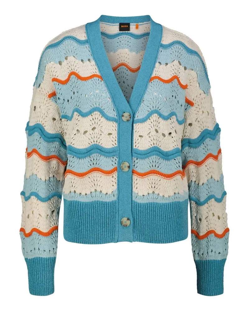 HUGO BOSS Damen Strickjacke mit Baumwolle C_FAMON Mehrfarbig