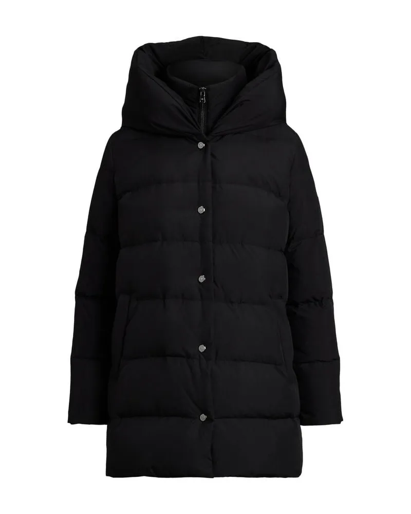 Ralph Lauren Damen Daunenmantel kurz mit Kapuze Schwarz