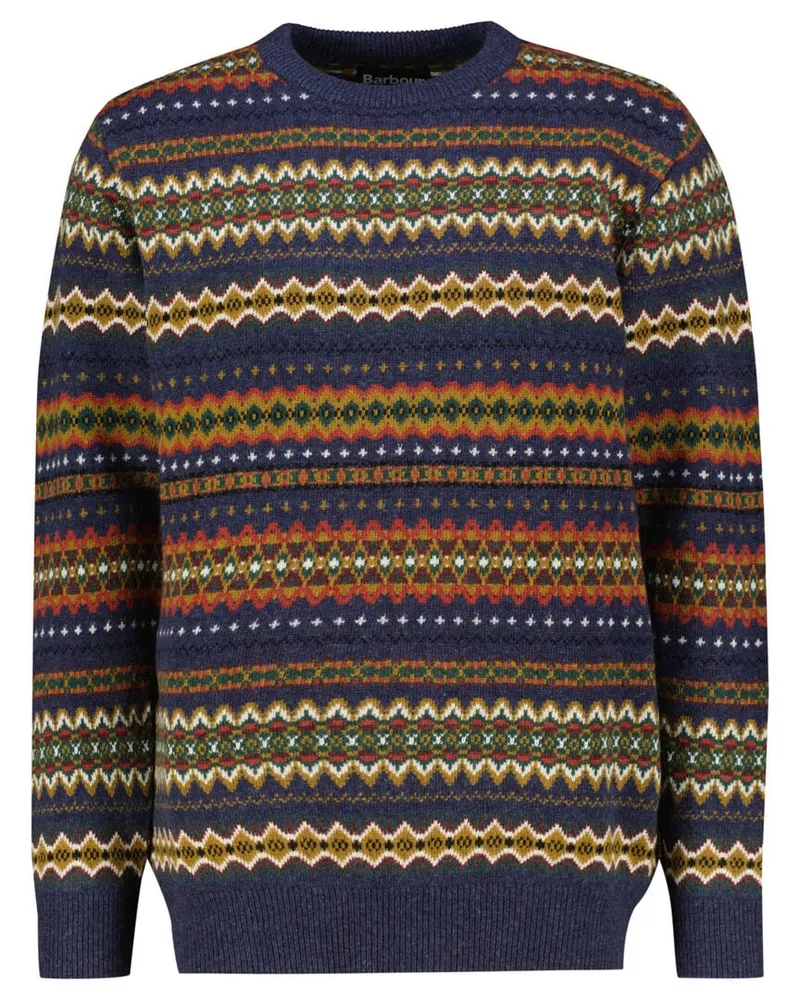 Barbour Herren Strickpullover CASE FAIR ISLE aus Lammwolle Blau