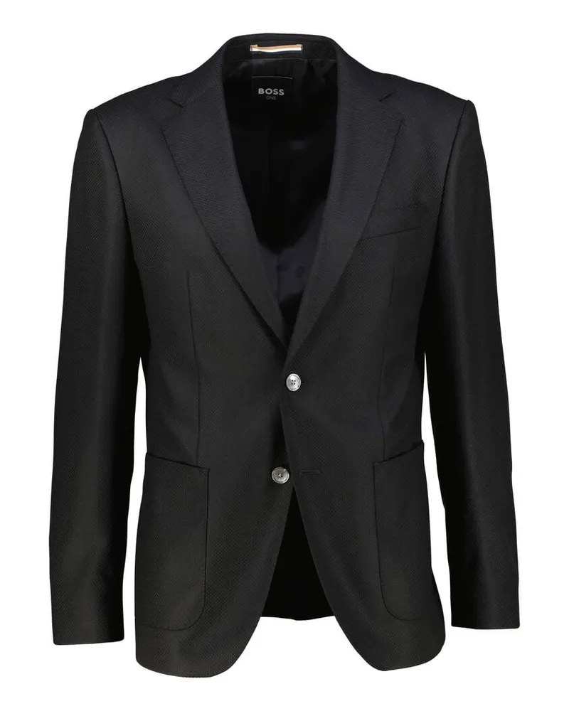 HUGO BOSS Herren Sakko aus Schurwolle H-HUTSON Slim Fit Schwarz