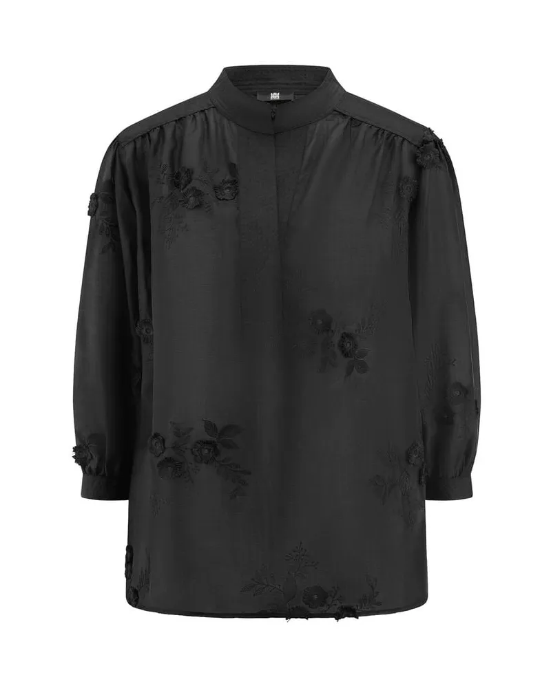 Riani Damen Bluse mit Blumenstickerei Schwarz