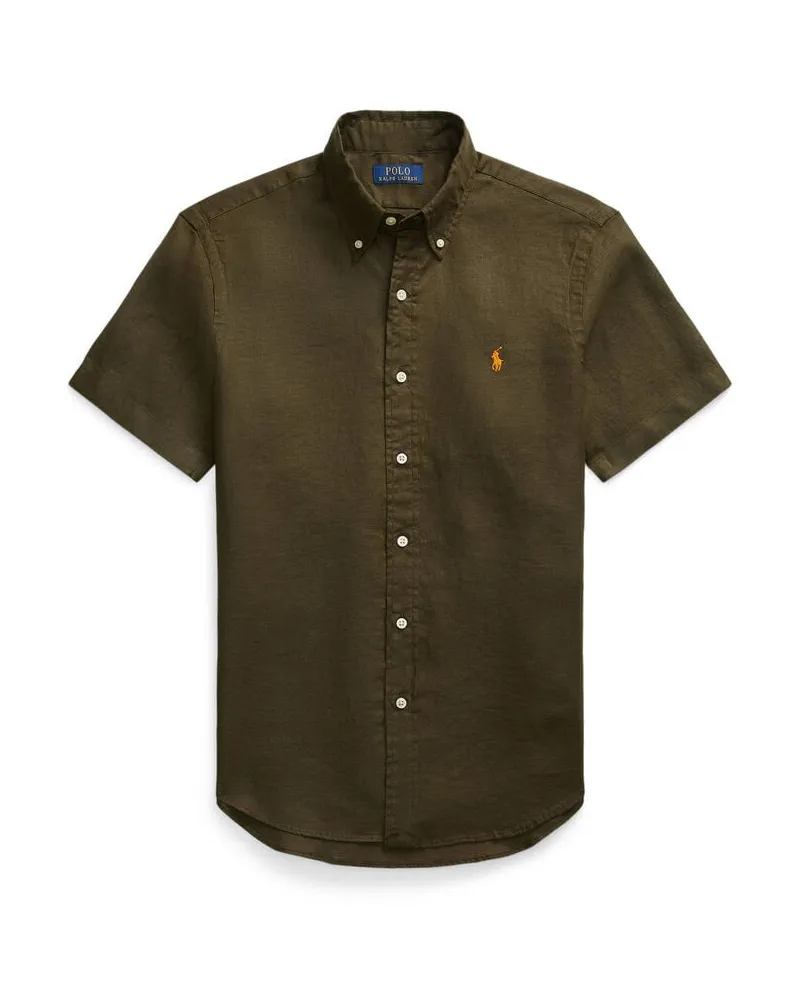 Ralph Lauren Herren Leinenhemd Custom Fit Kurzarm Marine