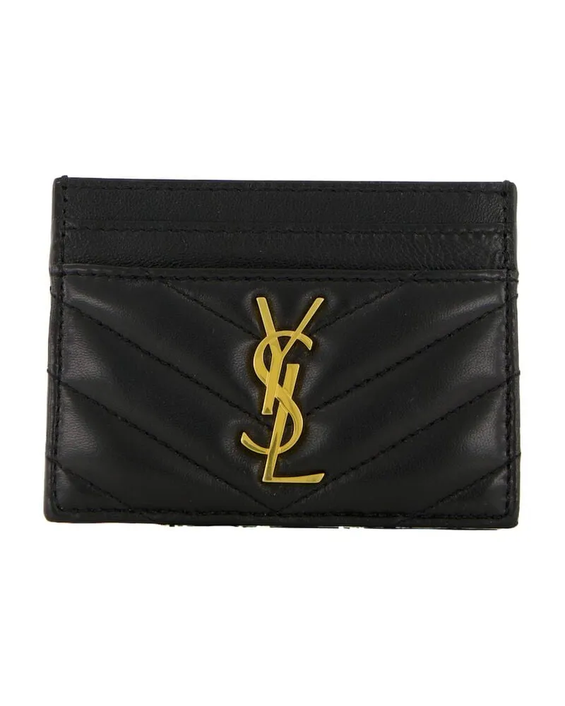 Saint Laurent Damen Kartenetui CASSANDRE MATELASSE aus Leder Schwarz