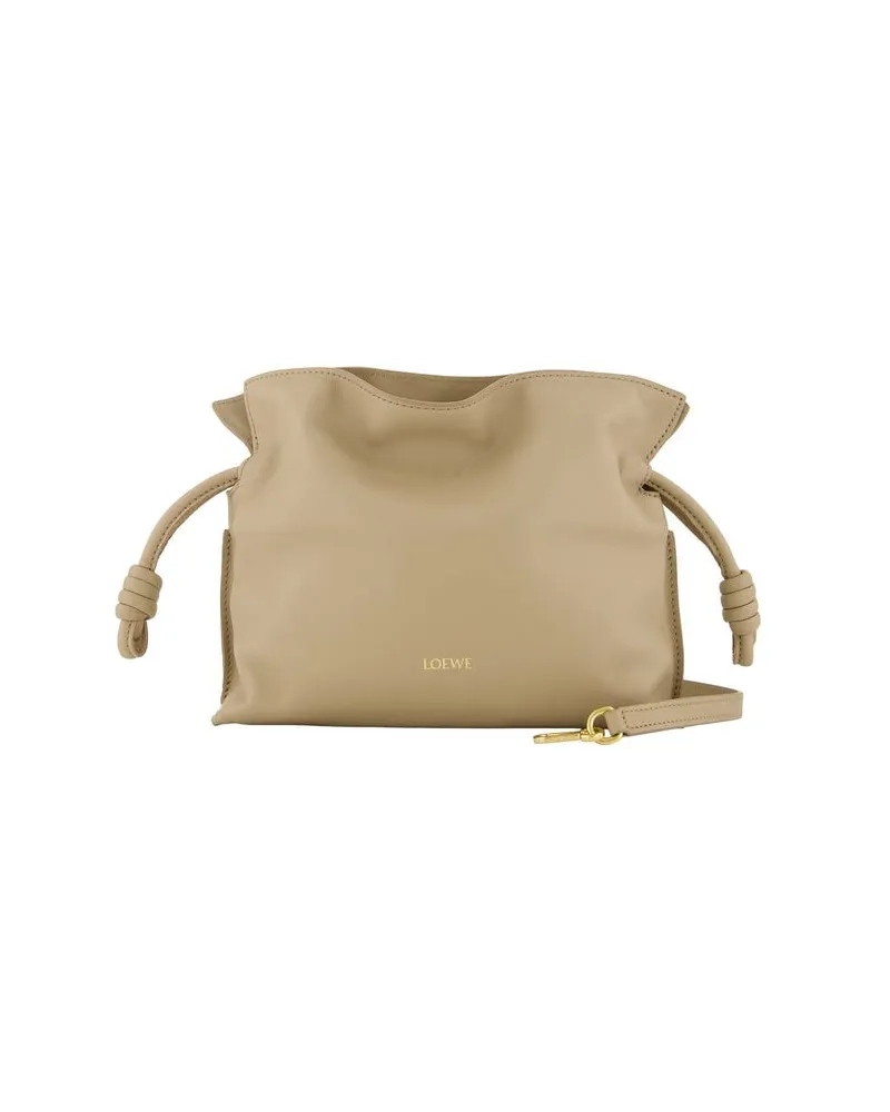 Loewe Damen Clutch aus Leder FLAMENCO Mini Sand