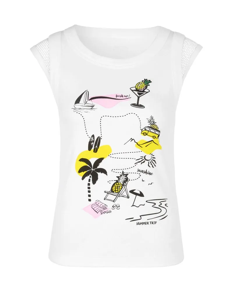 Marc Cain Damen Top mit Print Weiss