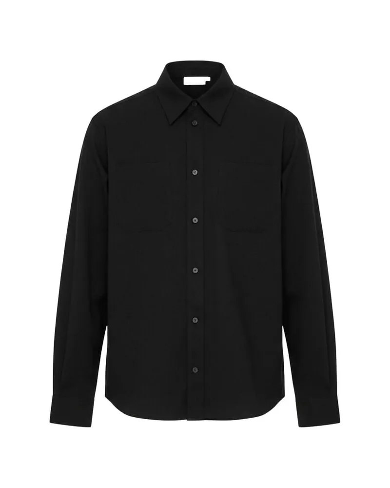 Loewe Herren Hemd aus Wolle Schwarz