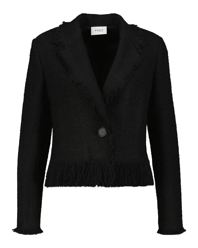 Akris Damen Blazerjacke mit Fransendetails Schwarz