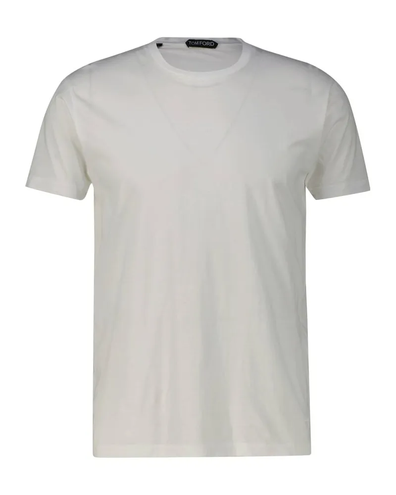 Tom Ford Herren T-Shirt aus Baumwolle und Seide Weiss