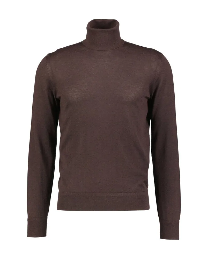 Tom Ford Herren Feinstrickpullover mit Rollkragen aus Kaschmir-Seidenmix Braun
