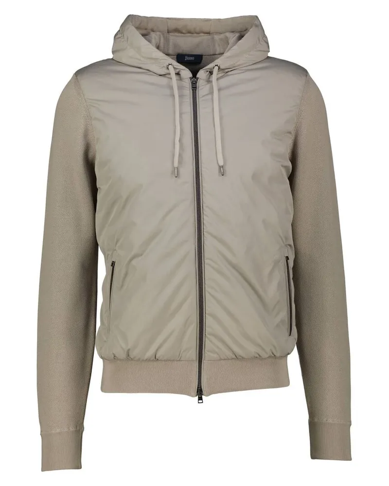Herno Herren Strickjacke mit Kapuze Regular Fit Taupe