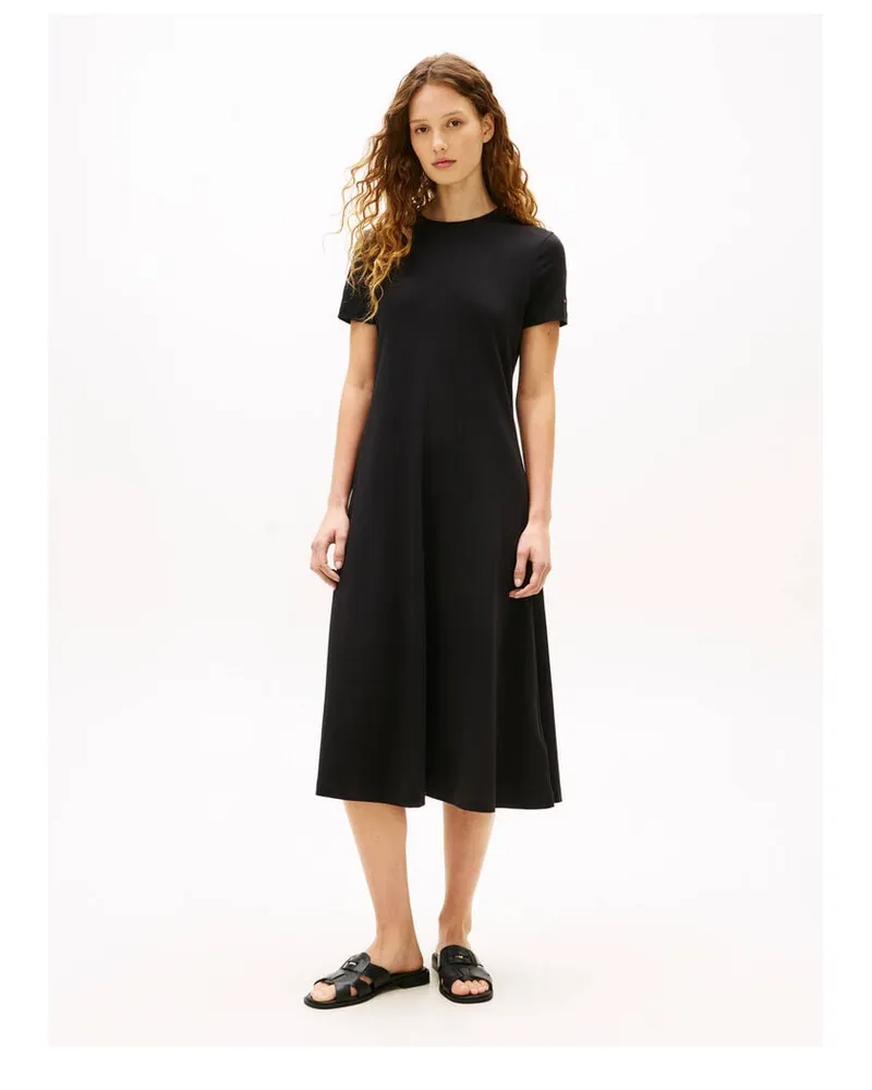Tommy Hilfiger Damen Kleid aus Interlockstrick Schwarz