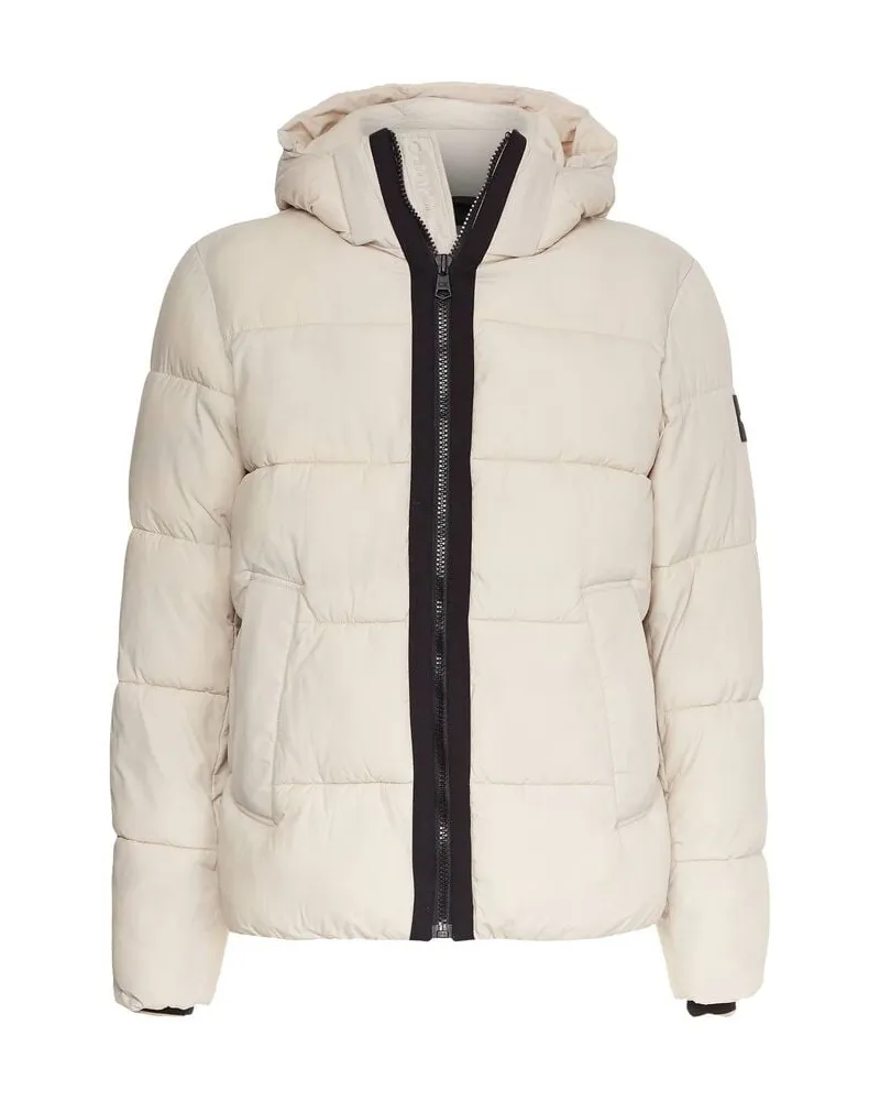 Calvin Klein Herren Steppjacke mit Kapuze CRINKLE NYLON PUFFER JACKET Offwhite