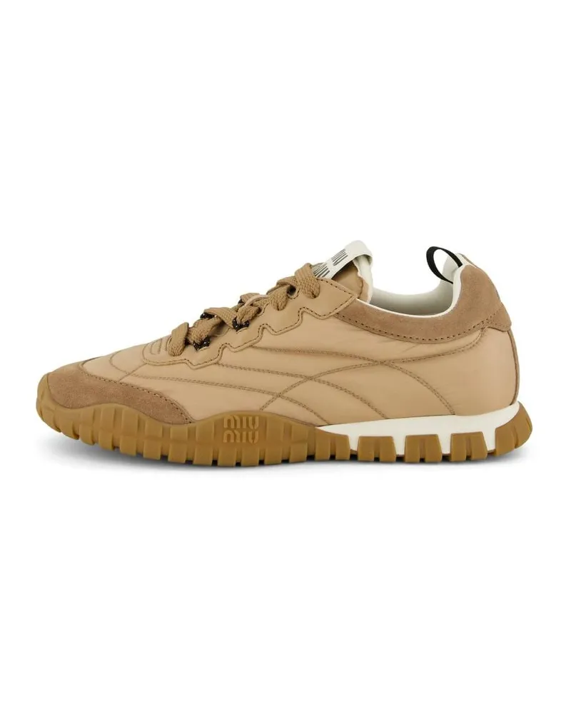 Miu Miu Damen Sneaker aus Funktionsgewebe und Wildleder TYRE Sand