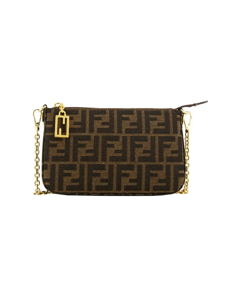 Fendi Damen Schultertasche BAGUETTE POUCH Braun