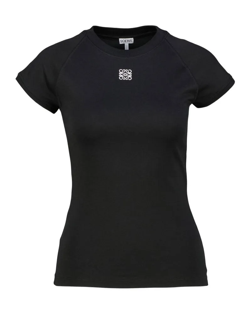 Loewe Damen T-Shirt mit kurzen Raglanärmeln Slim Fit Schwarz