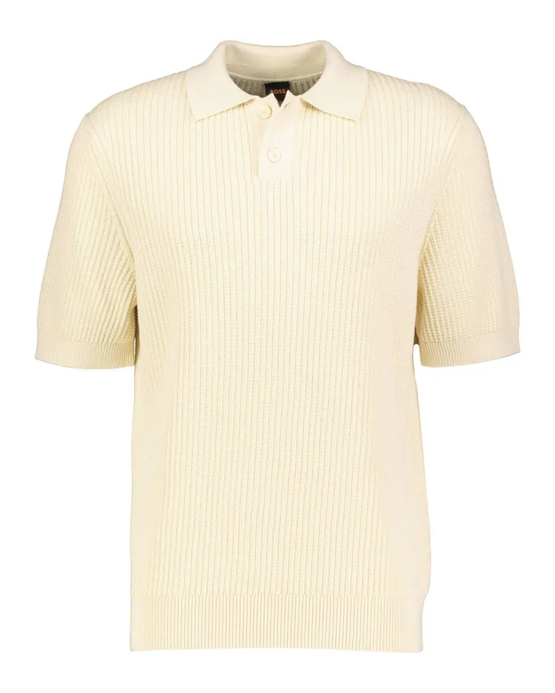 HUGO BOSS Herren Strick-Poloshirt aus Baumwoll-Mix AKOPPO Gelb