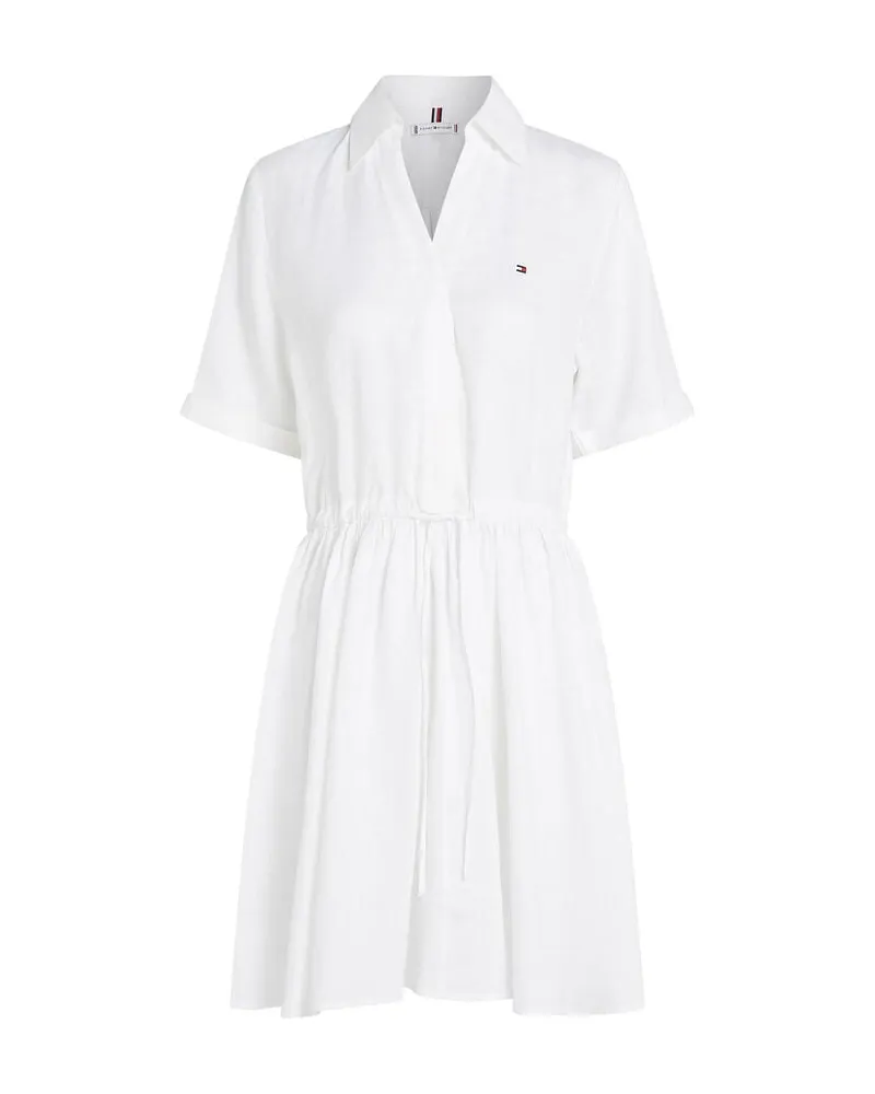 Tommy Hilfiger Damen Blusenkleid aus Leinen Weiss