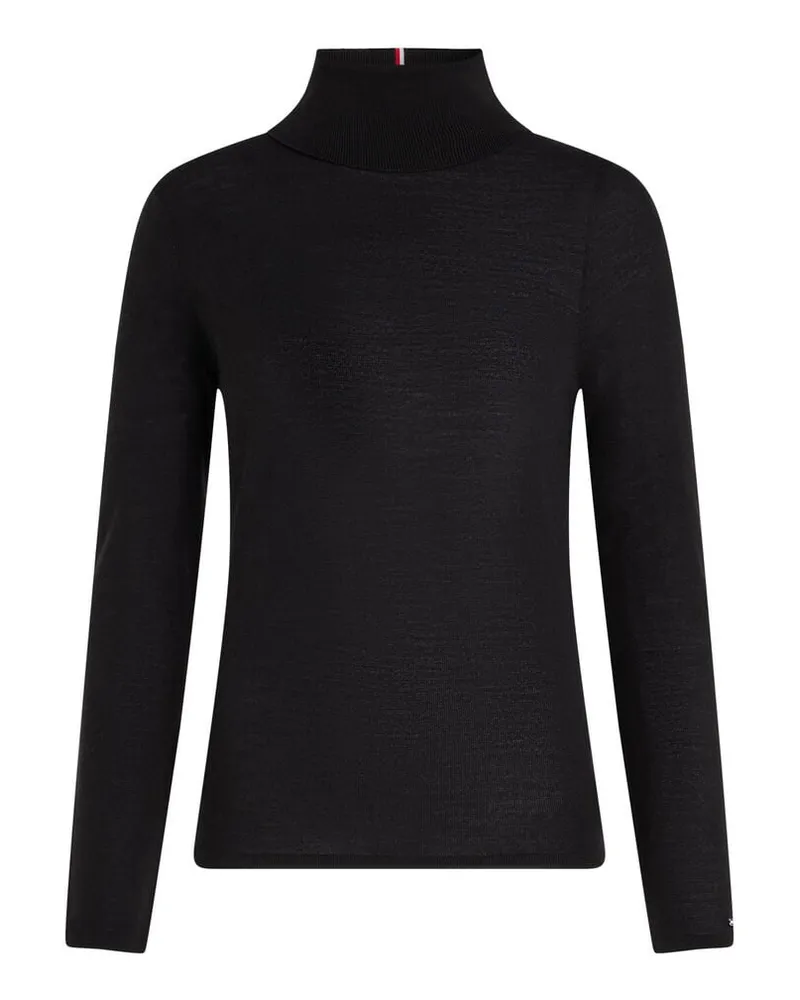 Tommy Hilfiger Damen Rollkragenpullover aus Merinowolle Schwarz