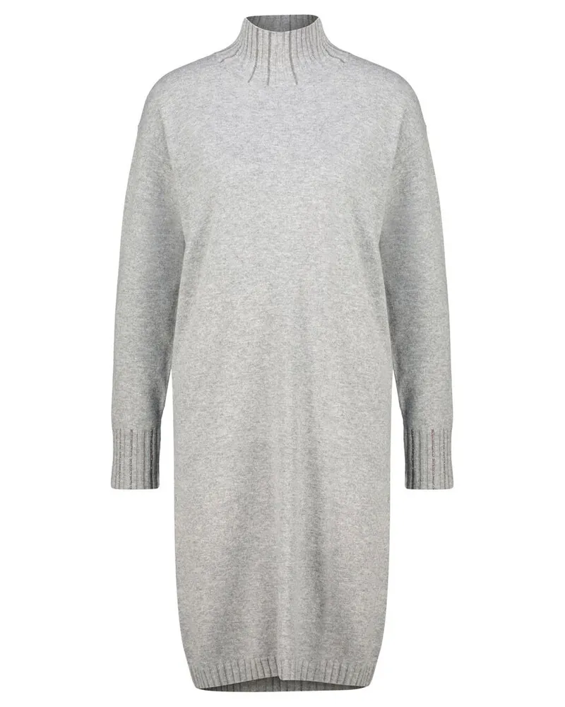 Fabiana Filippi Damen Strickkleid aus Wolle, Seide und Kaschmir PLATINUM TURTLE NECK KNIT DRESS Grau