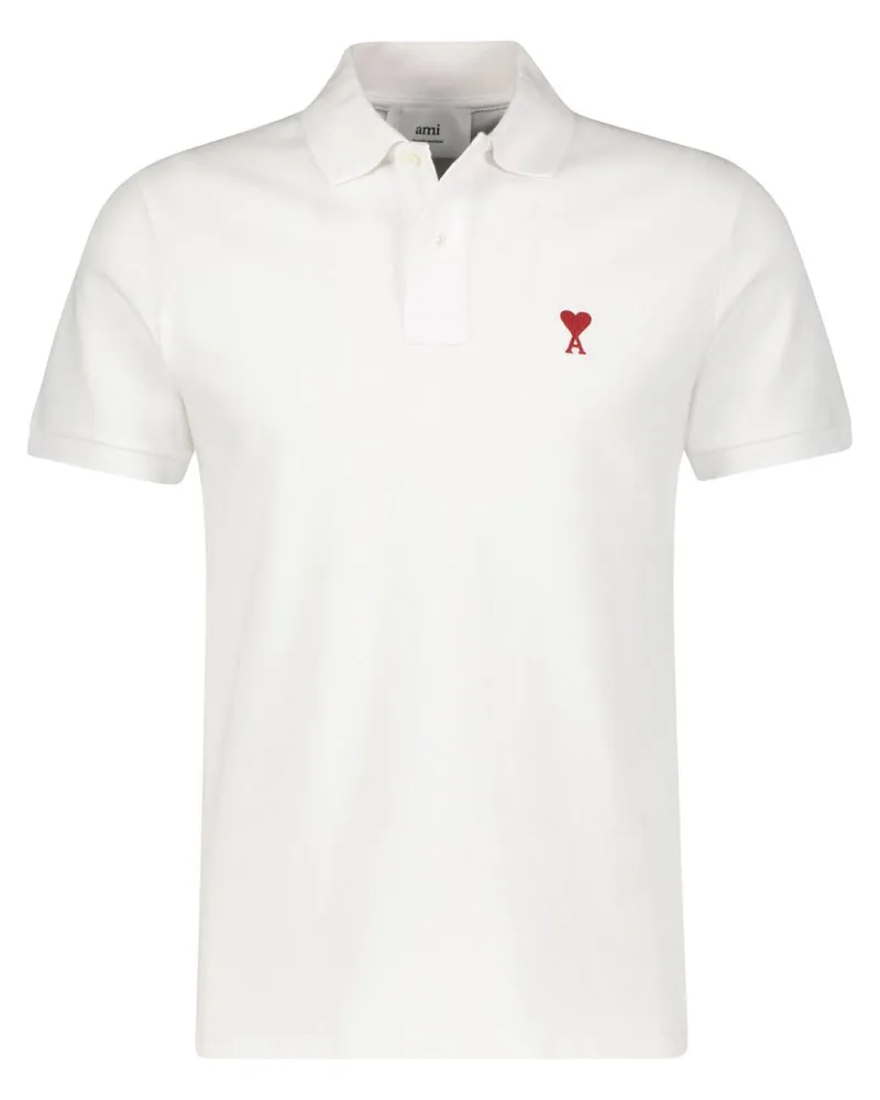 AMI Paris Herren Poloshirt aus Baumwoll-Piquè AMI DE COEUR Weiss
