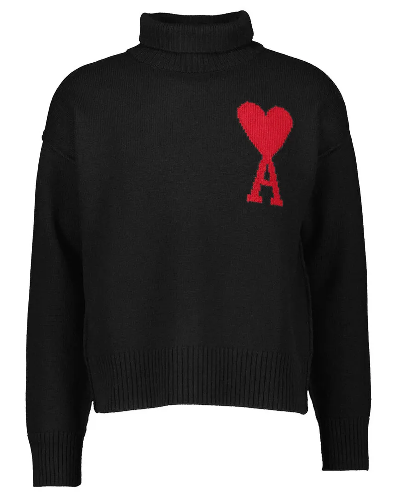 AMI Paris Rollkragenpullover aus Wolle RED ADC SWEATER Schwarz