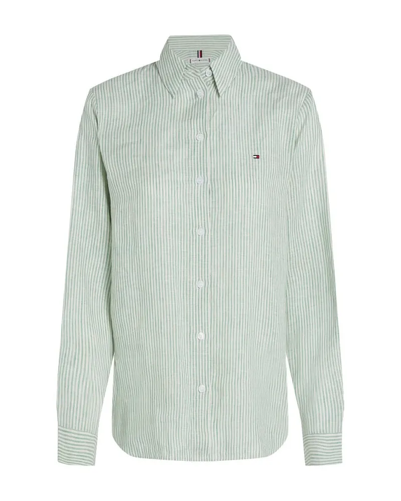 Tommy Hilfiger Damen Bluse aus Leinen Regular Fit Grün