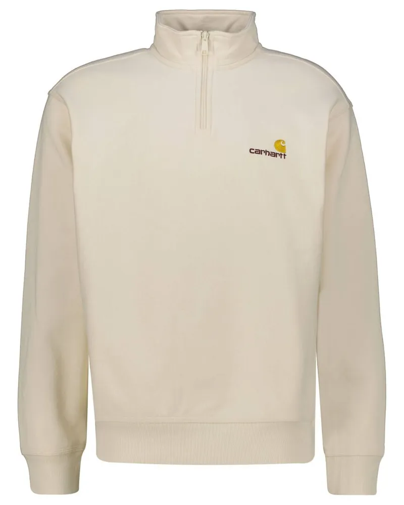 Carhartt WIP Herren Sweatshirt HALF ZIP AMERICAN SCRIPT Offwhite