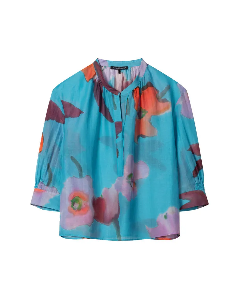 Luisa Cerano Damen Bluse aus Baumwolle und Seide Bleu