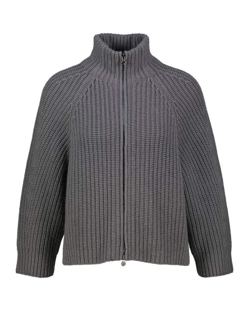 Iris von Arnim Damen Strickjacke aus Kaschmir FALLOU ZIP Anthrazit