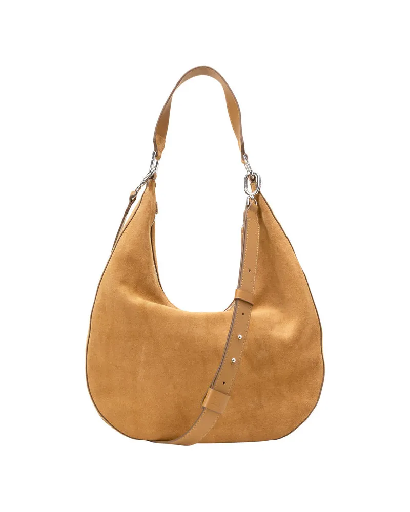 Marc O'Polo Damen Schultertasche Veloursleder HOBO BAG M Camel