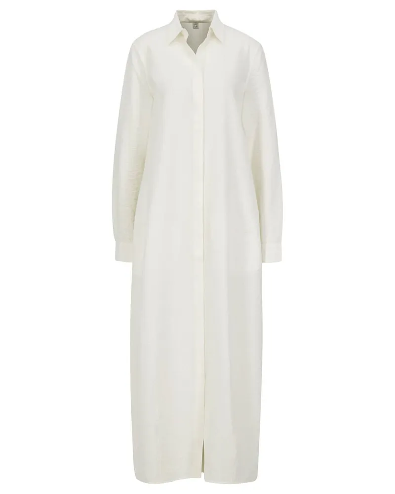 Totême Damen Maxikleid mit Seide PARACHUTE SHIRTDRESS Weiss