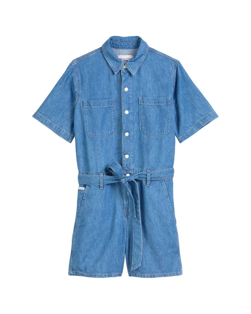 Marc O'Polo Damen Jeansoverall aus Bio-Baumwolle, Lyocell und Leinen Relaxed Fit Blue