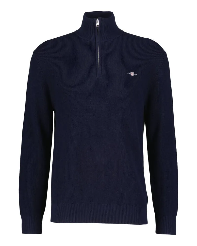 Gant Herren Troyer aus Baumwolle und Merinowolle COTTON MERINO RIBBED HALF ZIP Marine