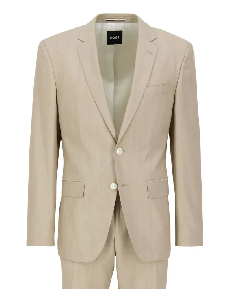 HUGO BOSS Herren Anzug mit Schurwolle H-HUGE Slim Fit Beige