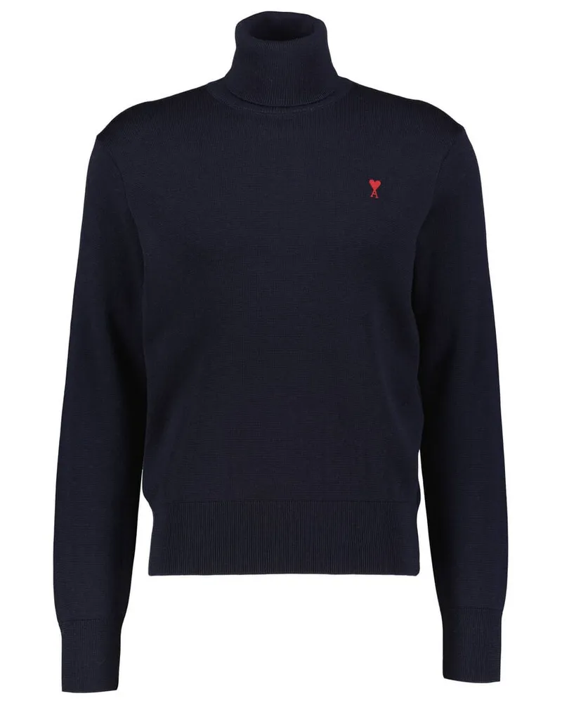 AMI Paris Herren Rollkragenpullover aus Merinowolle Marine