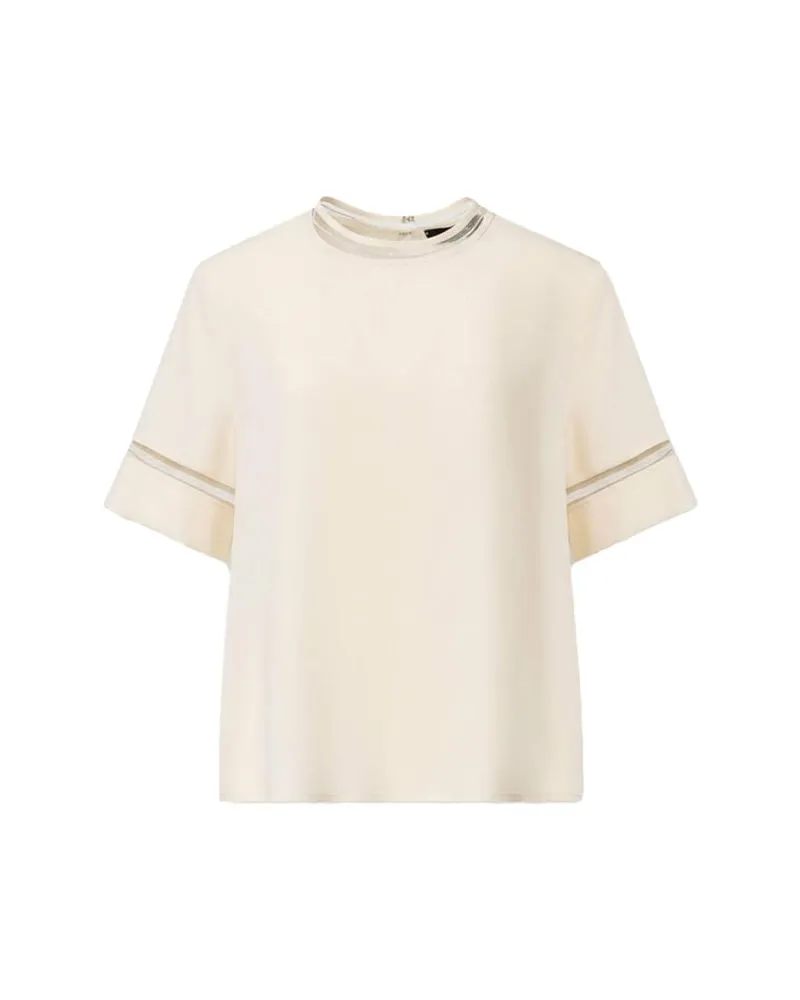 Fabiana Filippi Damen Blusentop mit Seide Offwhite