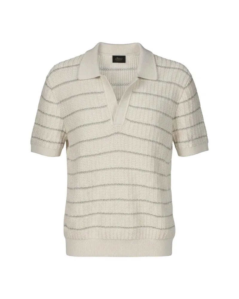 Brioni Herren Strickpolo aus Baumwolle und Leinen Sand