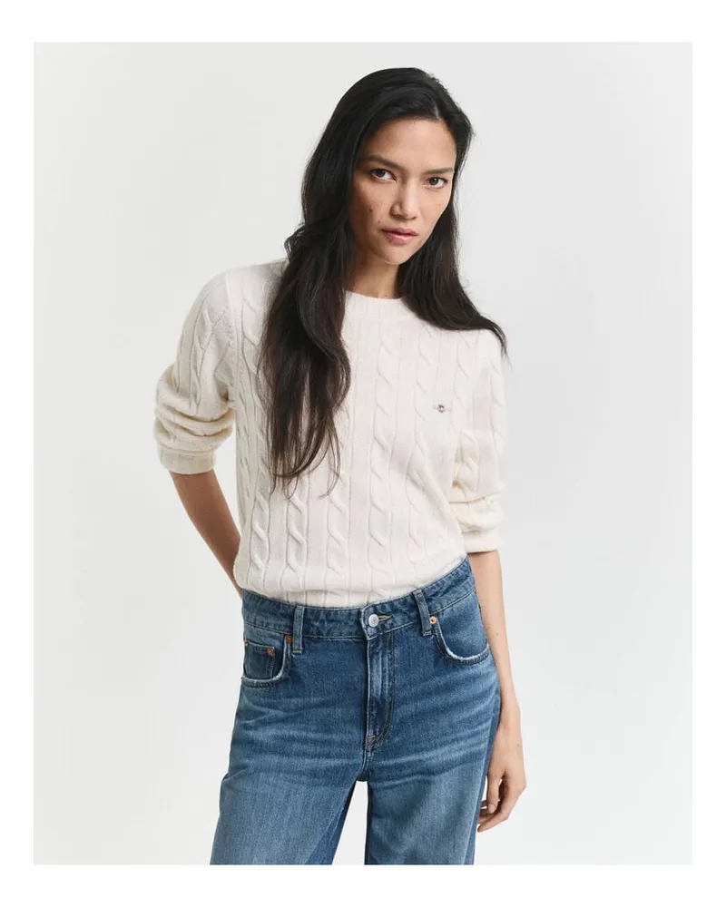 Gant Damen Pullover aus Wolle Offwhite