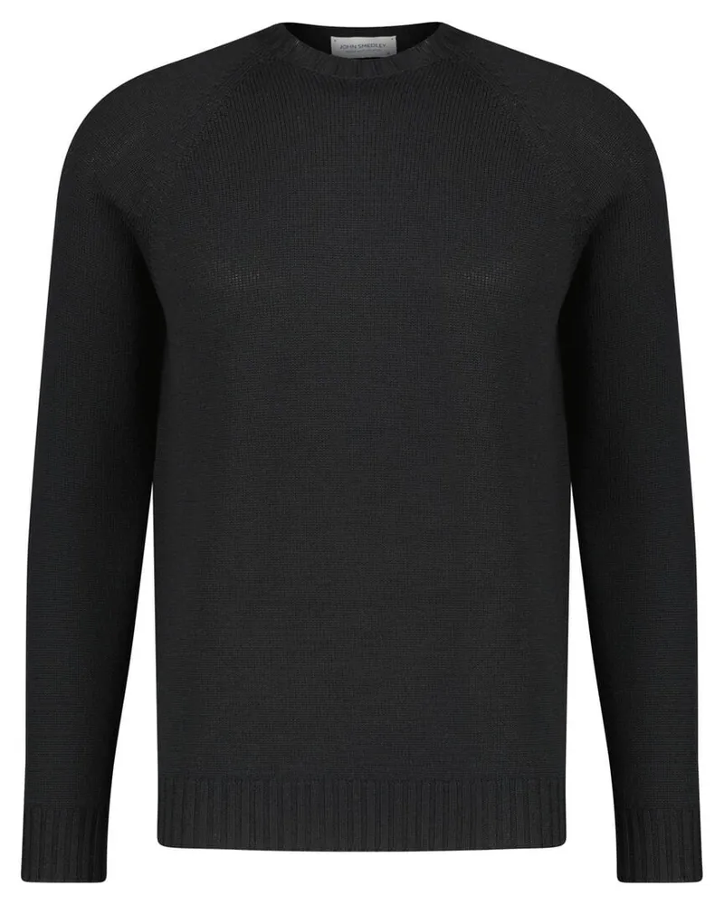 John Smedley Herren Strickpullover aus Merinowolle DENVER 7GG EXTRAFINE MERINO EASY RN Schwarz