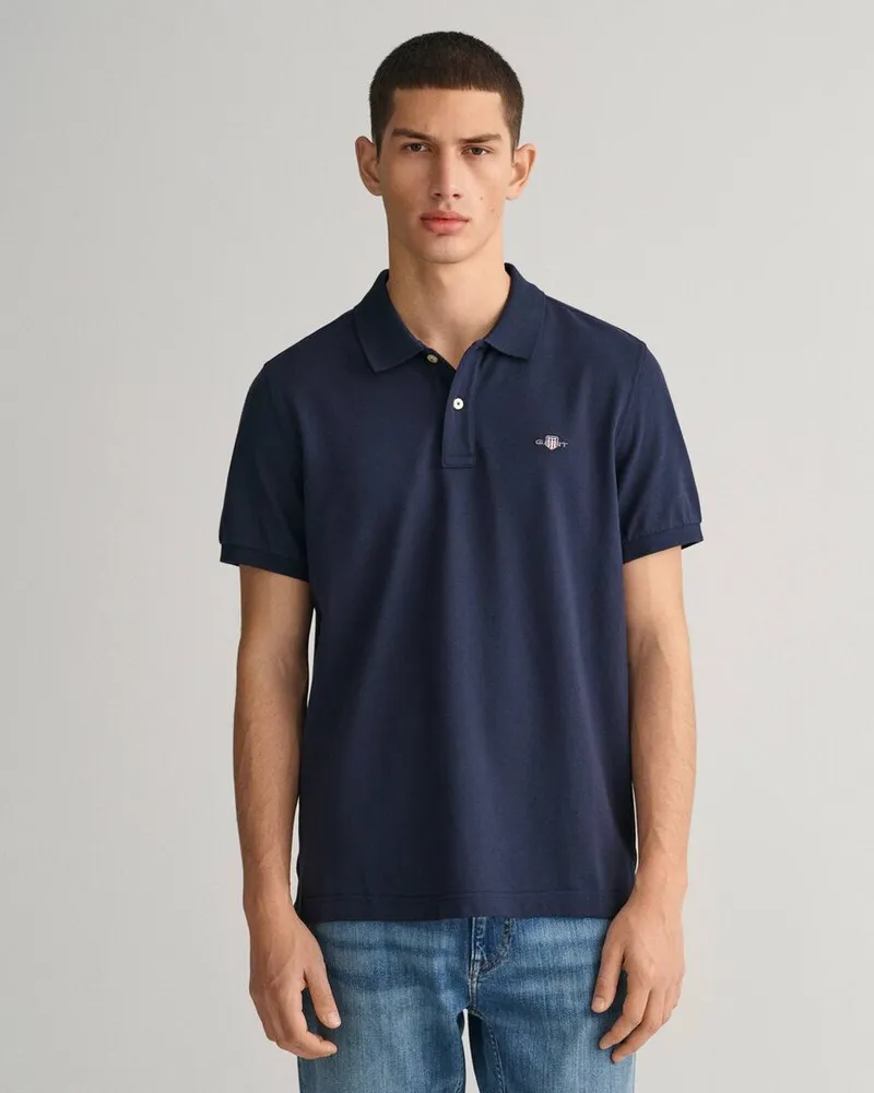 Gant Herren Pique-Poloshirt SHIELD Regular Fit Marine