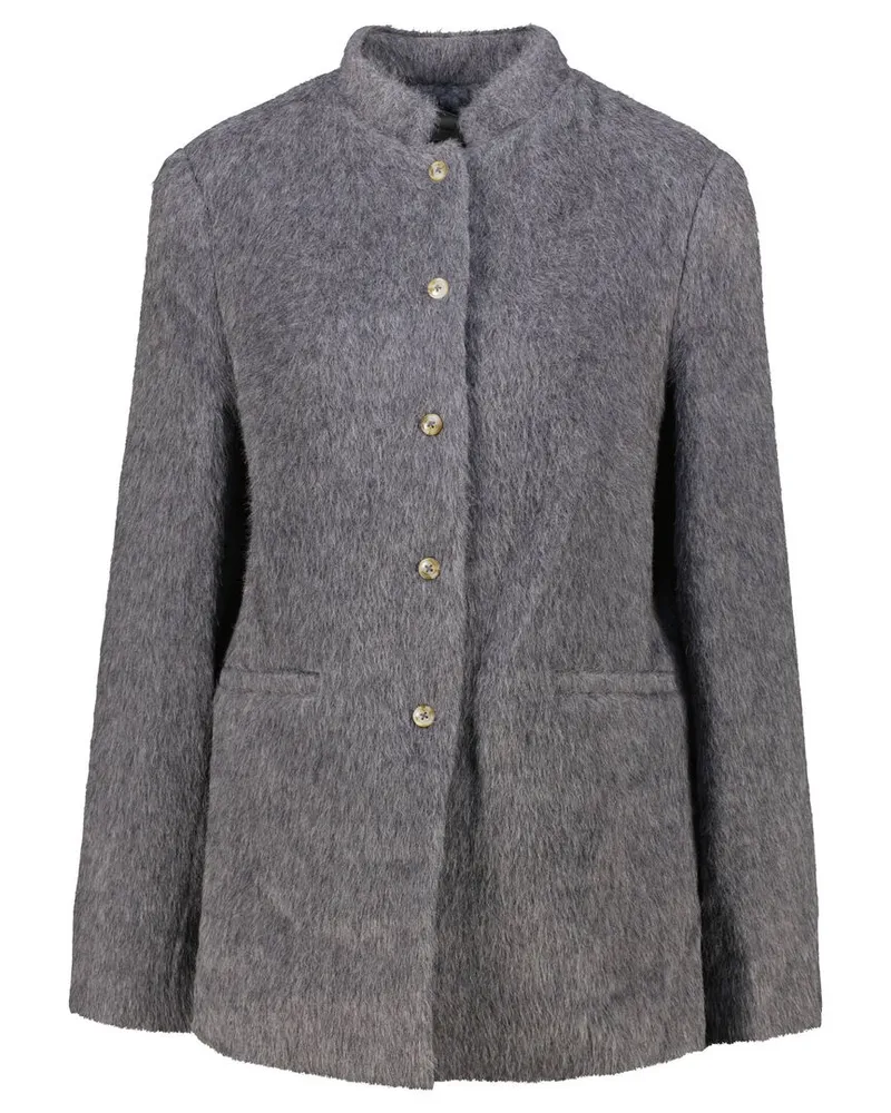 Loulou Studio Damen Jacke aus Suri Alpaka und Wolle FIDAN Grau
